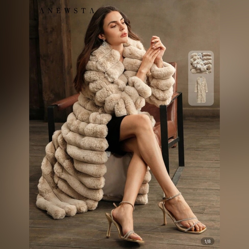 NWT- Anewsta Women's Long Fluffy Coat Plush Outerwear, Autumn/Winter Collection